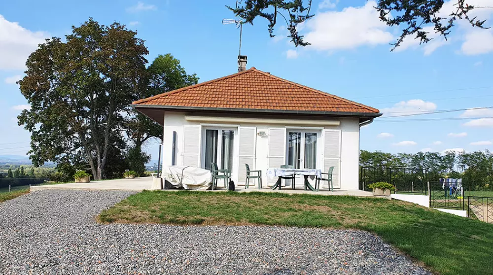 maison avant la veranda bois alu à Fareins