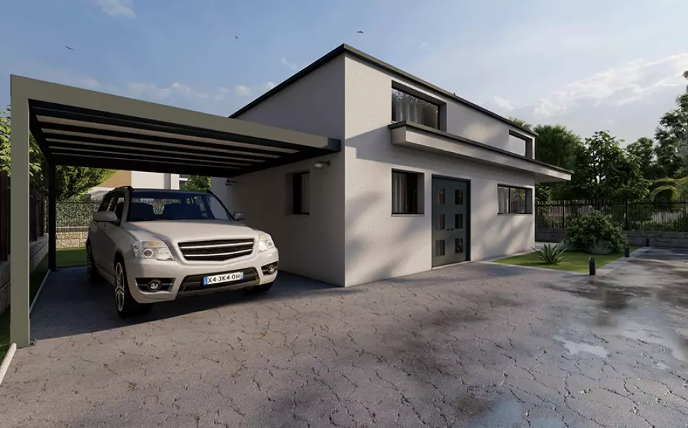 abri voiture adossé