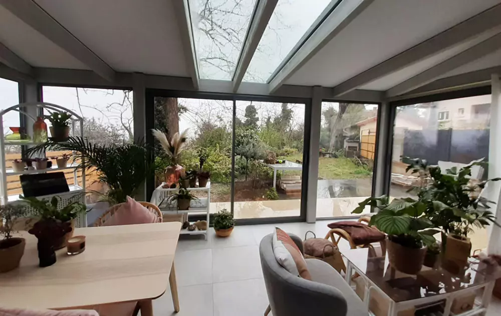 veranda bois alu interieur lyon