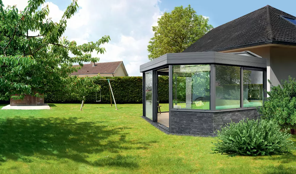 veranda aluminium grise