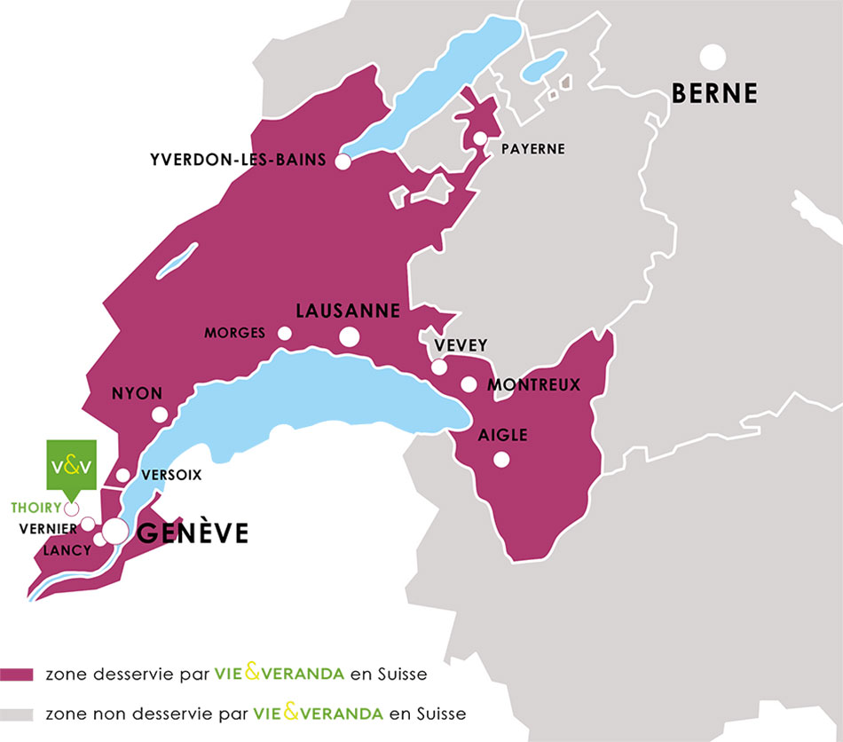 carte territoire couvert en suisse par Vie & Véranda